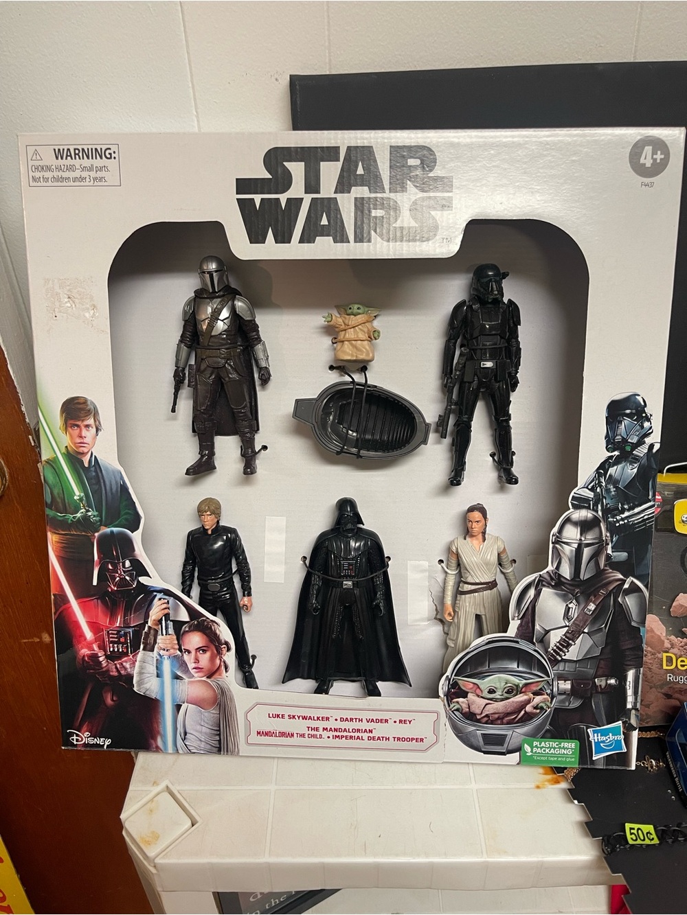 Hasbro Star Wars Action Figure Set with Black, Gray, White, Green Figures